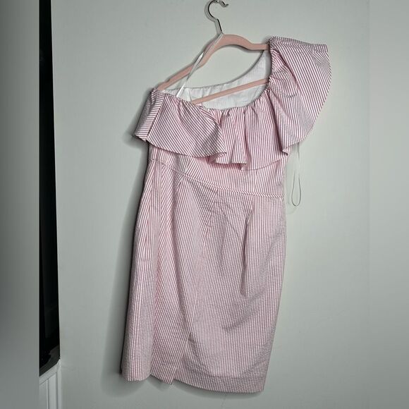 JCREW Pink Striped Off-Shoulder Dress - Picture 2 of 6